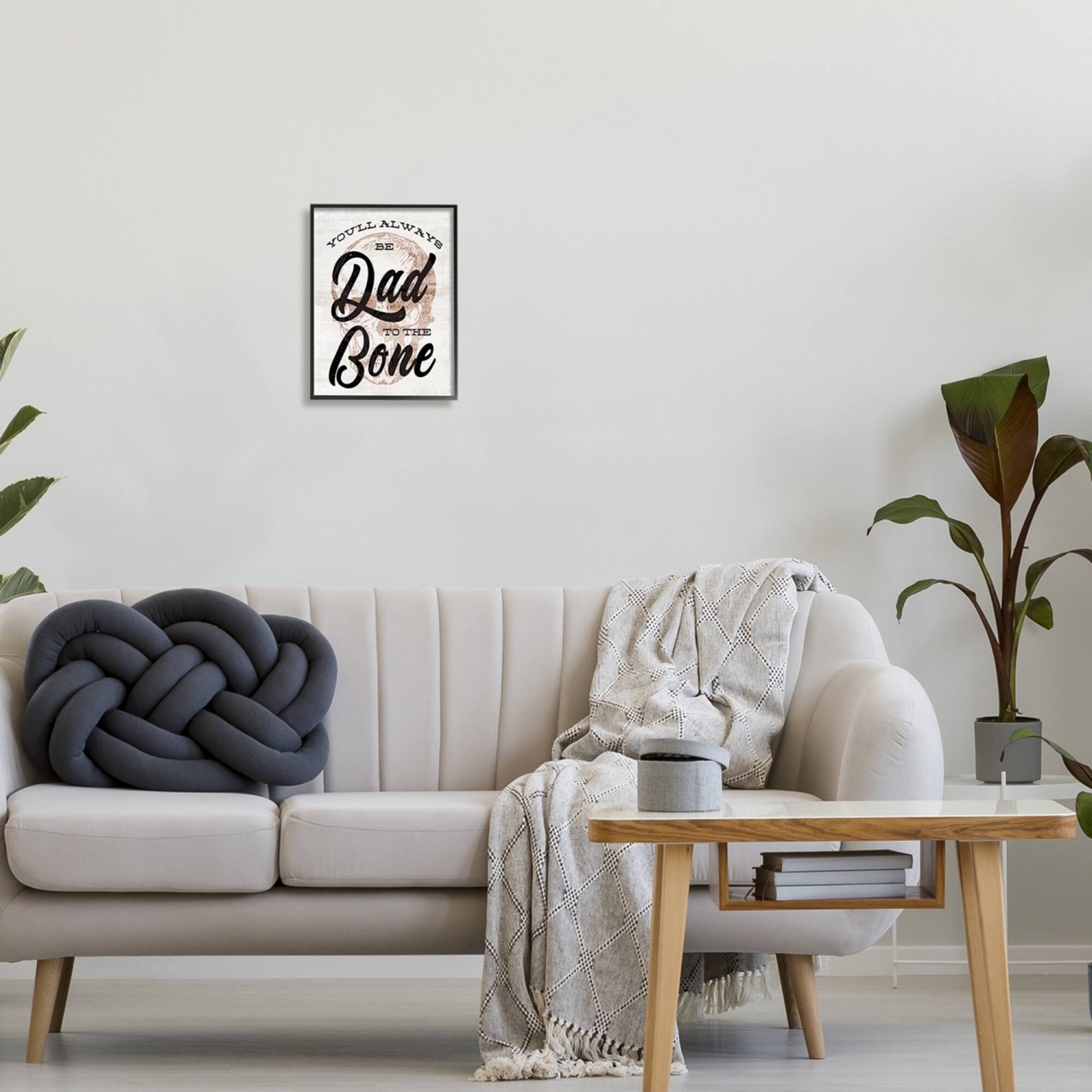 Stupell Industries Dad To The Bone Punny Skull Phrase Framed Giclee Art